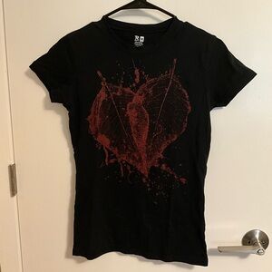 Black T-Shirt with Red Heart Design